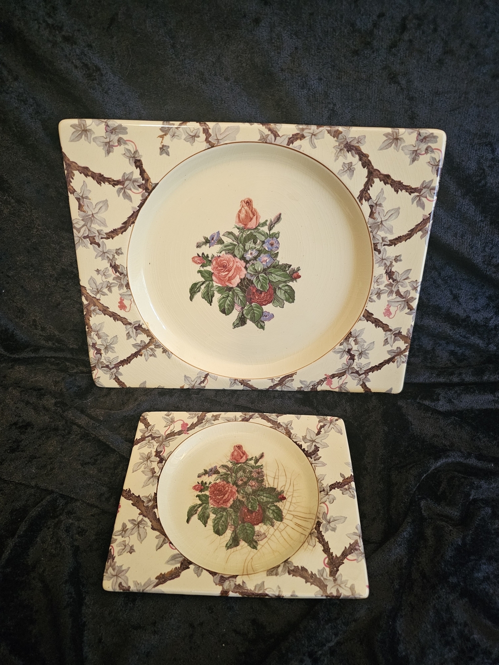 Vintage 1930s Royal Staffordshire Biarritz Art Deco Plates Set of 2